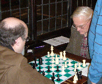 Peter Kiton plays Andrew farthing in a Variant game of chess at the Cardinal's Hat